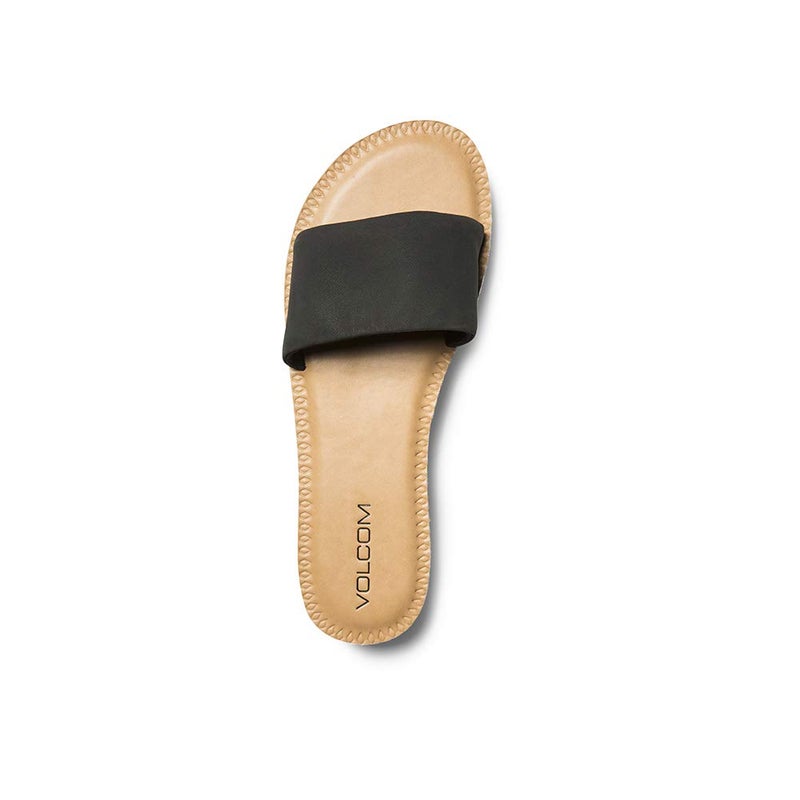 Volcom Women's Simple Slide Sandal â€“ Soft Padded Footbed, Synthetic Leather Strap, Onyx, 7 - Image 3